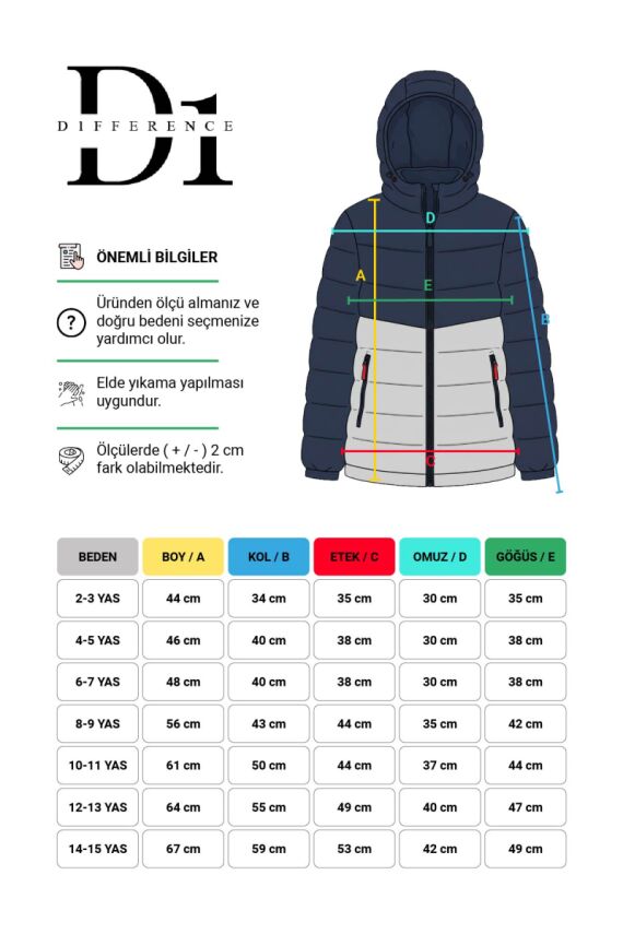D1fference İçi Kürklü Cepli Kapüşonlu Jel Elyaflı Su ve Rügar Geçirmez Kız Çocuk Kışlık Mont - 11