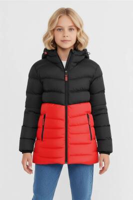 D1fference İçi Kürklü Cepli Kapüşonlu Jel Elyaflı Su ve Rügar Geçirmez Kız Çocuk Kışlık Mont - 13