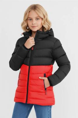 D1fference İçi Kürklü Cepli Kapüşonlu Jel Elyaflı Su ve Rügar Geçirmez Kız Çocuk Kışlık Mont - 14