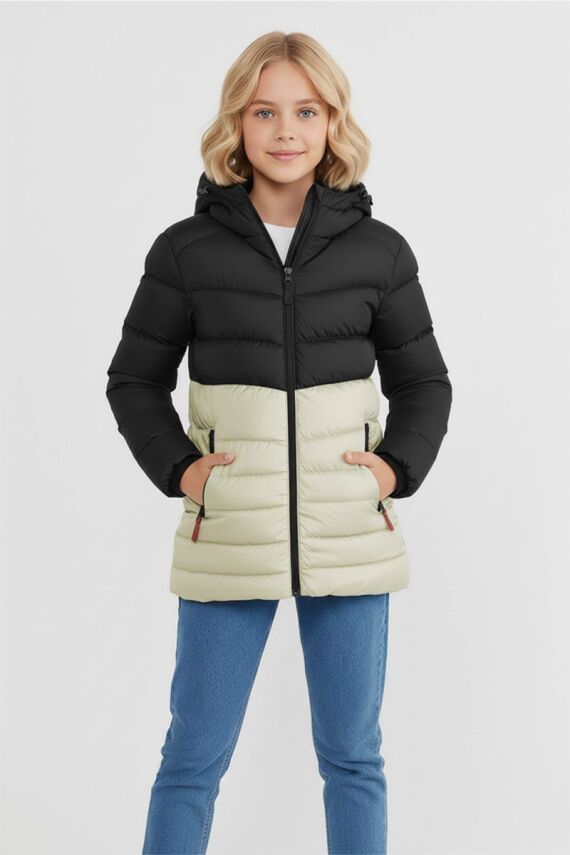 D1fference İçi Kürklü Cepli Kapüşonlu Jel Elyaflı Su ve Rügar Geçirmez Kız Çocuk Kışlık Mont - 20