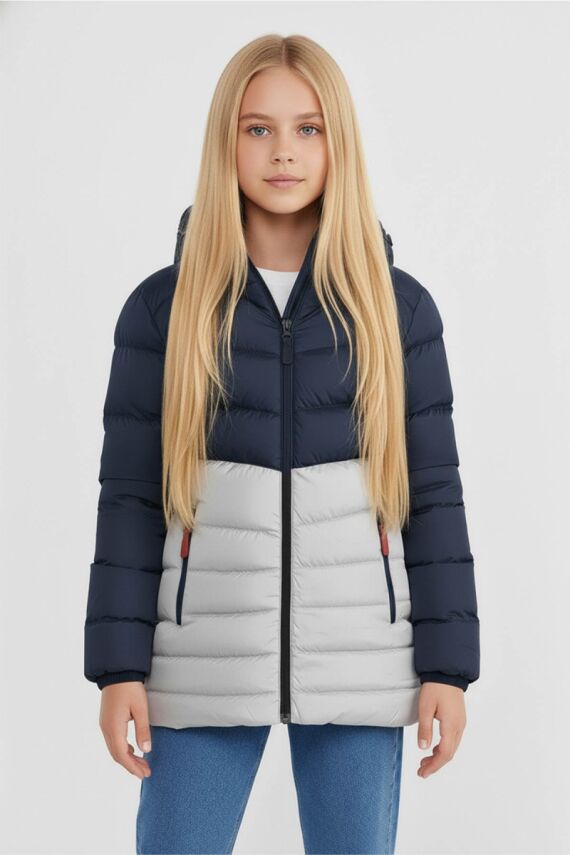 D1fference İçi Kürklü Cepli Kapüşonlu Jel Elyaflı Su ve Rügar Geçirmez Kız Çocuk Kışlık Mont - 24