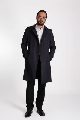 Regular Fit Kruvaze Kapama Kemerli Apoletli Uzun Trençkot - 8