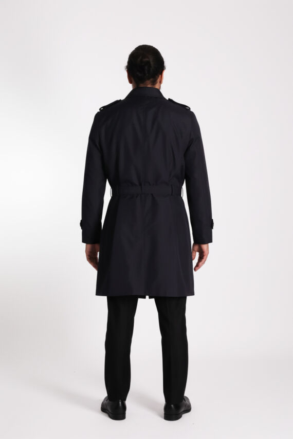 Regular Fit Kruvaze Kapama Kemerli Apoletli Uzun Trençkot - 12