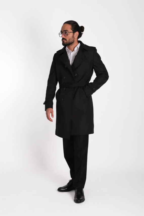 Regular Fit Kruvaze Kapama Kemerli Apoletli Uzun Trençkot - 14