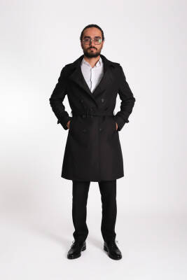 Regular Fit Kruvaze Kapama Kemerli Apoletli Uzun Trençkot - 16