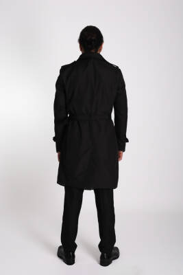 Regular Fit Kruvaze Kapama Kemerli Apoletli Uzun Trençkot - 17