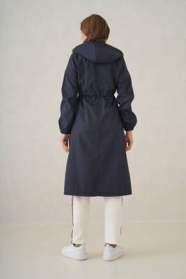 Su Geçirmez Kapüşonlu Fermuarlı Sık Dokuma Kadın Trençkot - 18