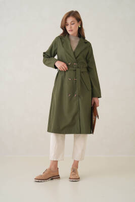 Su Geçirmez Kruvaze Yaka Sık Dokuma Kadın Trençkot - 7