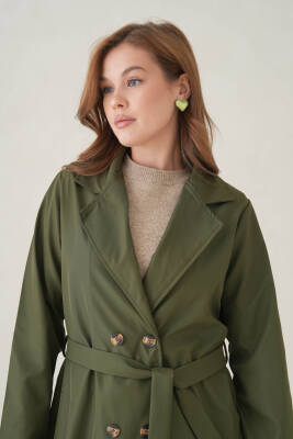 Su Geçirmez Kruvaze Yaka Sık Dokuma Kadın Trençkot - 12