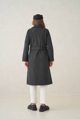 Su Geçirmez Kruvaze Yaka Sık Dokuma Kadın Trençkot - 19