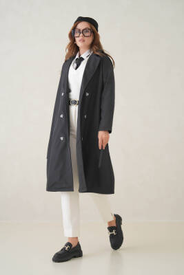 Su Geçirmez Kruvaze Yaka Sık Dokuma Kadın Trençkot - 15