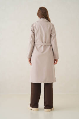 Su Geçirmez Kruvaze Yaka Sık Dokuma Kadın Trençkot - 26