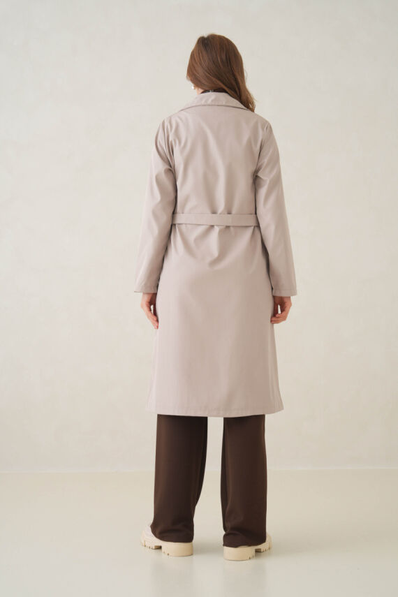 Su Geçirmez Kruvaze Yaka Sık Dokuma Kadın Trençkot - 26