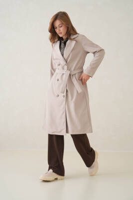 Su Geçirmez Kruvaze Yaka Sık Dokuma Kadın Trençkot - 21