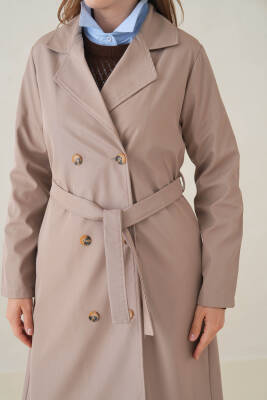 Su Geçirmez Kruvaze Yaka Sık Dokuma Kadın Trençkot - 31