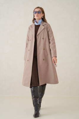 Su Geçirmez Kruvaze Yaka Sık Dokuma Kadın Trençkot - 27