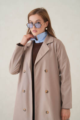 Su Geçirmez Kruvaze Yaka Sık Dokuma Kadın Trençkot - 30