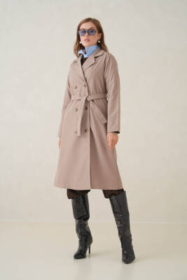 Su Geçirmez Kruvaze Yaka Sık Dokuma Kadın Trençkot - 29