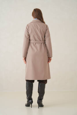 Su Geçirmez Kruvaze Yaka Sık Dokuma Kadın Trençkot - 32