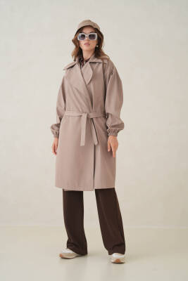 Su Geçirmez Kruvaze Yaka Sık Dokuma Kadın Trençkot - 3