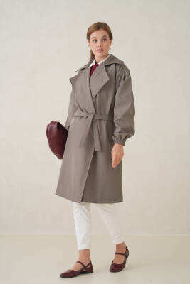 Su Geçirmez Kruvaze Yaka Sık Dokuma Kadın Trençkot - 10