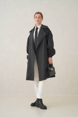 Su Geçirmez Kruvaze Yaka Sık Dokuma Kadın Trençkot - 13