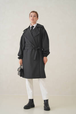 Su Geçirmez Kruvaze Yaka Sık Dokuma Kadın Trençkot - 16