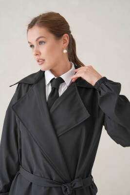 Su Geçirmez Kruvaze Yaka Sık Dokuma Kadın Trençkot - 17