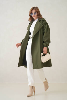 Su Geçirmez Kruvaze Yaka Sık Dokuma Kadın Trençkot - 20