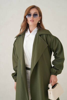 Su Geçirmez Kruvaze Yaka Sık Dokuma Kadın Trençkot - 21