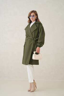 Su Geçirmez Kruvaze Yaka Sık Dokuma Kadın Trençkot - 22