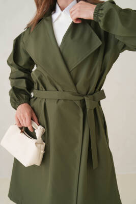 Su Geçirmez Kruvaze Yaka Sık Dokuma Kadın Trençkot - 25