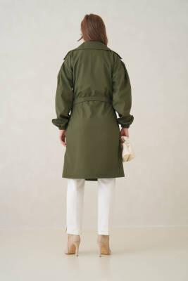 Su Geçirmez Kruvaze Yaka Sık Dokuma Kadın Trençkot - 26