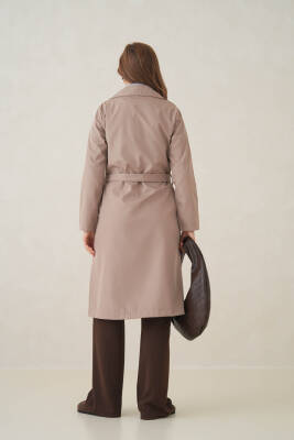 Su Geçirmez Kruvaze Yaka Sık Dokuma Kadın Trençkot - 7