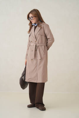 Su Geçirmez Kruvaze Yaka Sık Dokuma Kadın Trençkot - 3