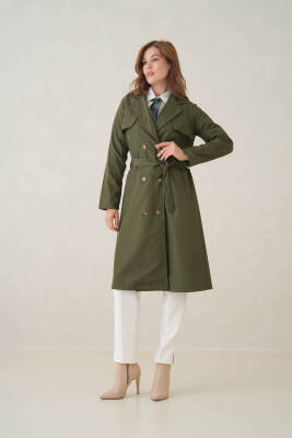 Su Geçirmez Kruvaze Yaka Sık Dokuma Kadın Trençkot - 17