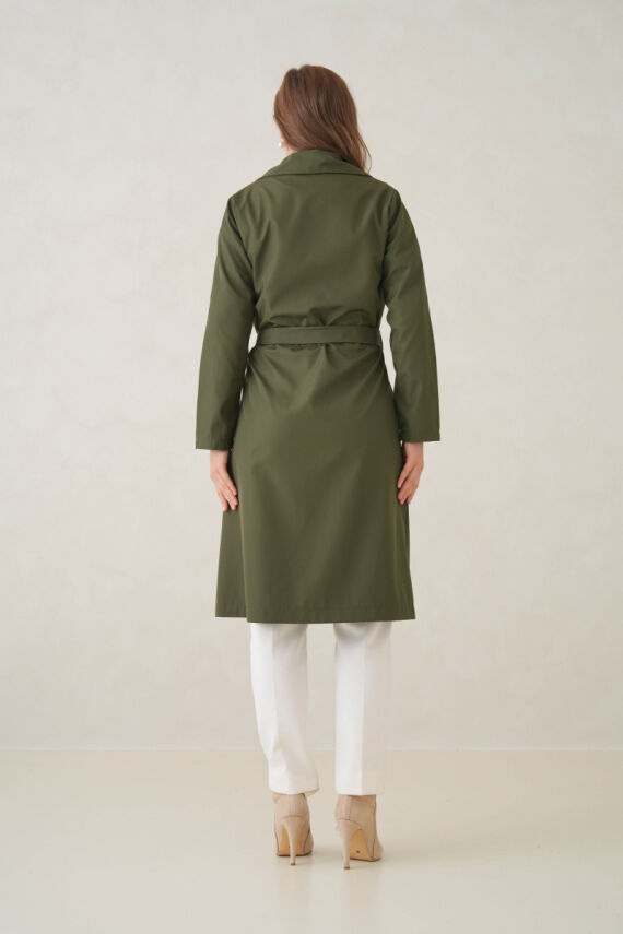 Su Geçirmez Kruvaze Yaka Sık Dokuma Kadın Trençkot - 21