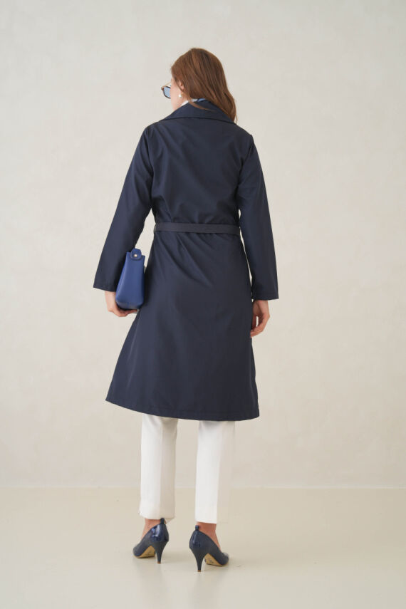 Su Geçirmez Kruvaze Yaka Sık Dokuma Kadın Trençkot - 28