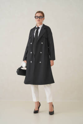 Su Geçirmez Kruvaze Yaka Sık Dokuma Kadın Trençkot - 29