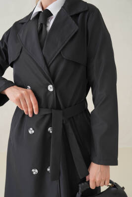 Su Geçirmez Kruvaze Yaka Sık Dokuma Kadın Trençkot - 32