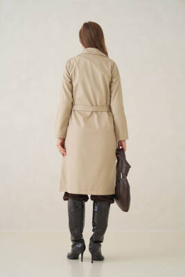 Su Geçirmez Kruvaze Yaka Sık Dokuma Kadın Trençkot - 42